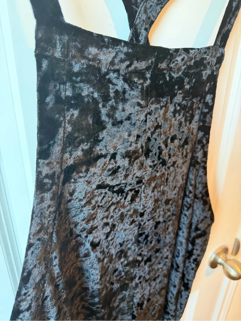 ⚡️Urban Outfitters Crushed Velvet Cropped Overalls Jumpsuit in Charcoal Gray